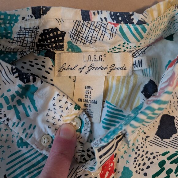 Label Of Graded Goods Button Down Shirt - Cool Print - Picture 3 of 5